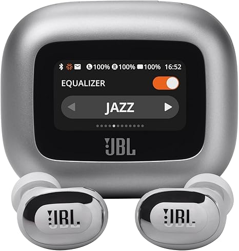 JBL Live Buds 3 - True Wireless Noise-Cancelling Bud-Type Earbuds, 40Hrs Total Playback, Wireless Charging, 6 Mics for Perfect Calls, Multi-Point Connection, IP55 Waterproof and dustproof (Silver) (1103155) (MSRP $249.99)