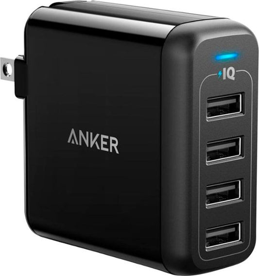 Anker Powerport 4 Multi-Device 40W USB-A Wall Charger 4X - Black (1105468)