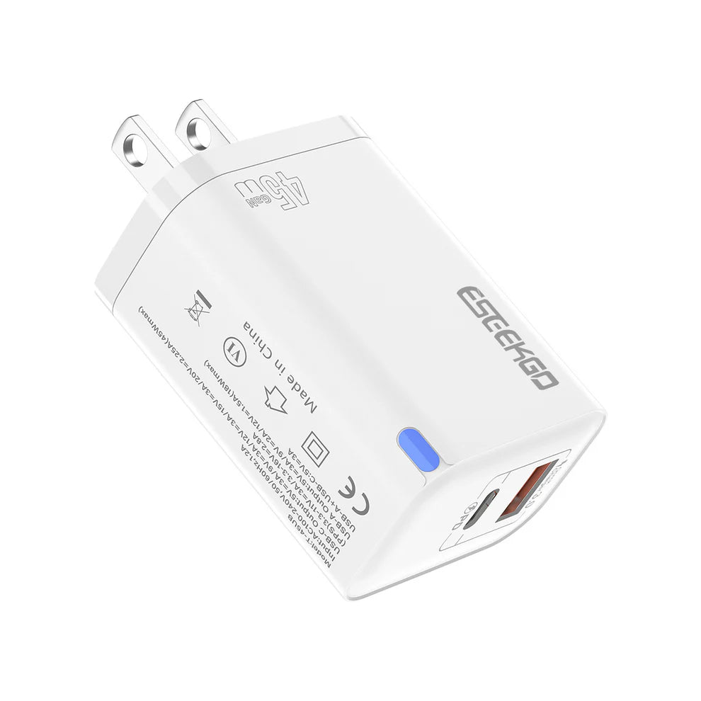 ESEEKGO T-45UB QC3.0 GaN PD45W Dual Ports Travel Charger ( 1103752) (MSRP $39.99)