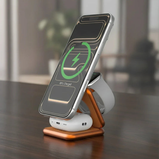 Prodigee Trio 3-in-1 Magnetic Charger for Apple Devices -Orange  ( 1107604) (MSRP $79.99)