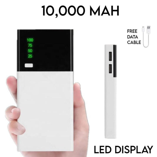 Smart Power Bank With LED Display 10,000 mah - White (1106009)