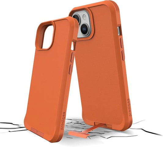 Prodigee iPhone 15/14/13 Balance Orange | Smooth Finish + Kickstand | Drop Tested | Dual Layer Cover | Wireless Charging Compatible | Shockproof | Scratch Resistant - Orange ( 1107815) (MSRP $69.99)