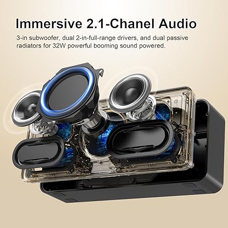 DOSS SoundBox XL Bluetooth Speaker with Subwoofer, 32W Loud Sound with Booming Bass, Dual DSP Technologies, 10H Playtime, USB-C, TWS, 2.1 Audio Channel for Home, Indoor and Office - Upgraded (1103053) (MSRP 99.99)