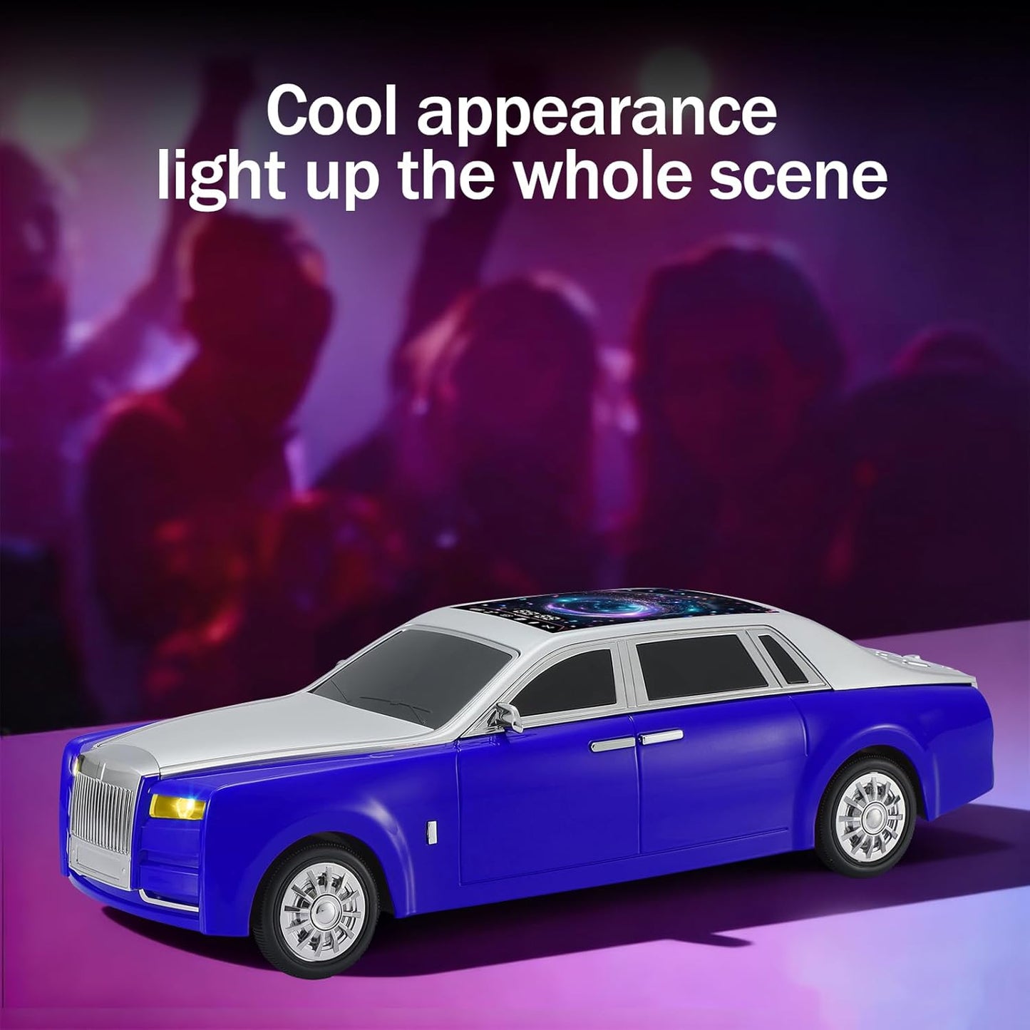 WS-610 Luxury Sedan Replica Bluetooth Speaker – LED Starry Sky Screen Display, HD Sound, TWS Stereo,FM Radio, USB/TF Playback, Built-in Microphone, Portable Wireless Gift for Car Enthusiasts ( 1103716) (MSRP $89.99)