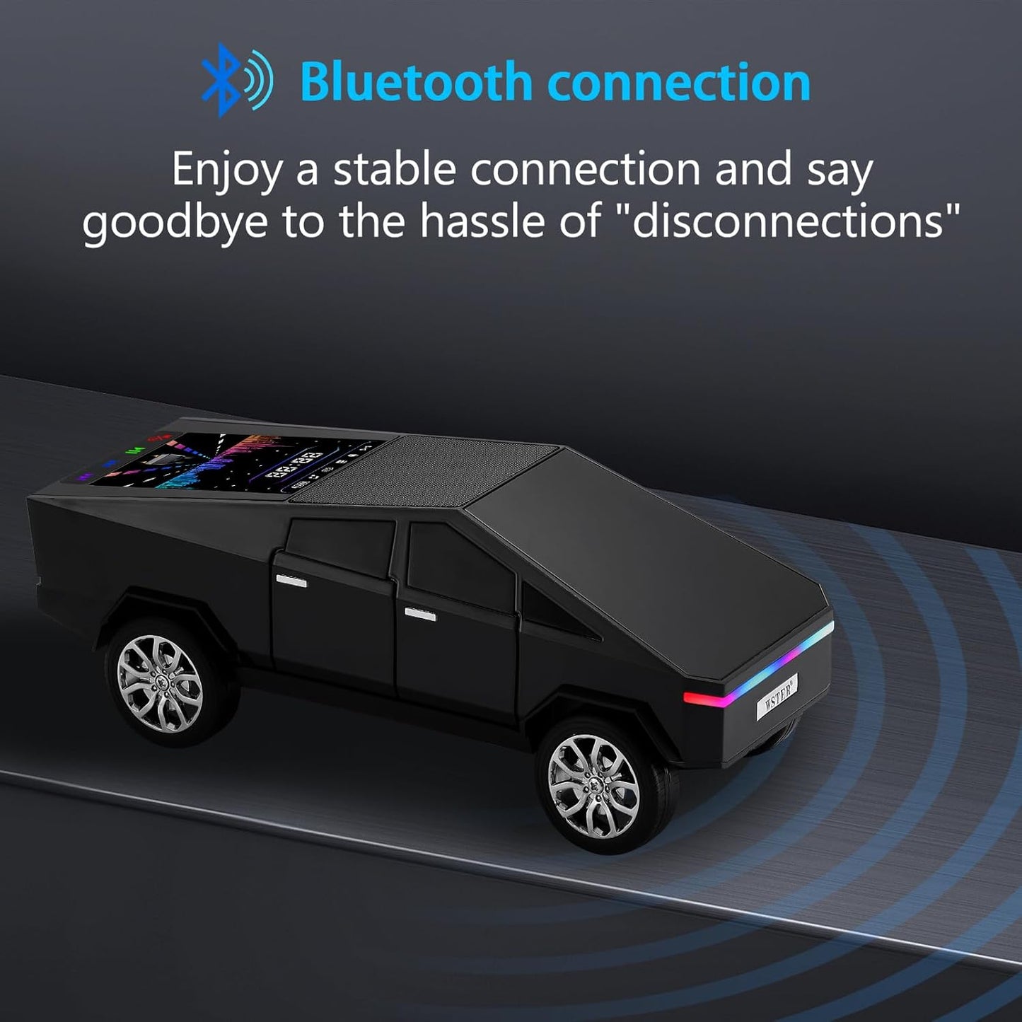 WS-580 Bluetooth Pickup Truck Replica Portable Speaker,with Display Screen,HD Sound, TWS Pairing, FM Radio,Built-in Microphone Hands-Free Calling, LED Party Light, Surprise Gift for Car Lovers(Black) ( 1103714) (MSRP $69.99)