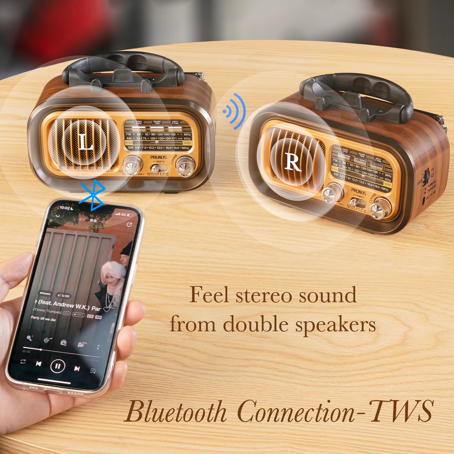 FOL Small Retro Vintage Radio Bluetooth, Portable Radios AM FM Transistor, D Battery Operated Radio/USB Rechargeable Radios, TWS, Support TF Card/USB Playing  (1103037) (MSRP 38.99)