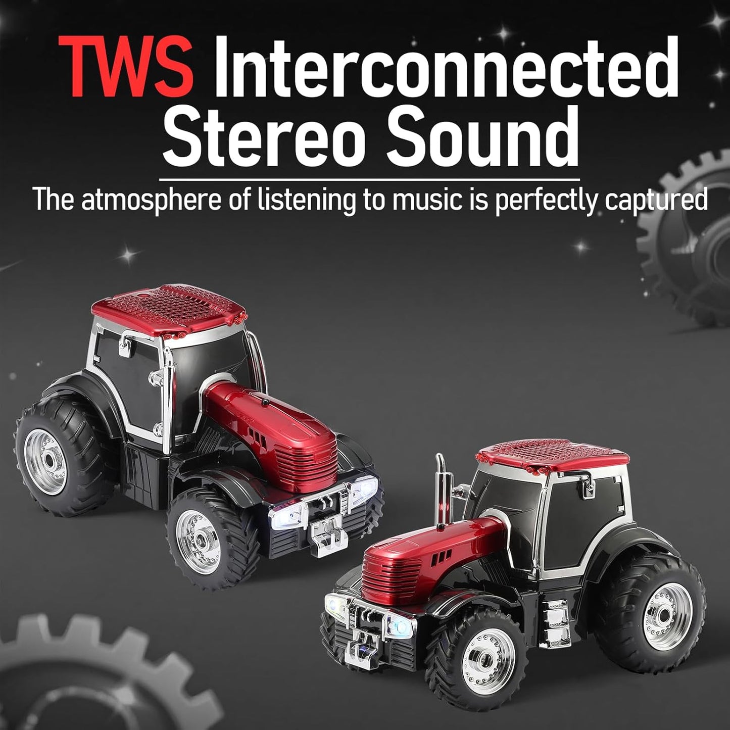 WS-560 Modern Tractor Bluetooth Replica Speaker – Portable Wireless Speaker with HD Sound, TWS, LED Party Light, USB/TF, FM, Built-in Microphone, Surprise Gift (Red) ( 1103709) (MSRP $49.99)