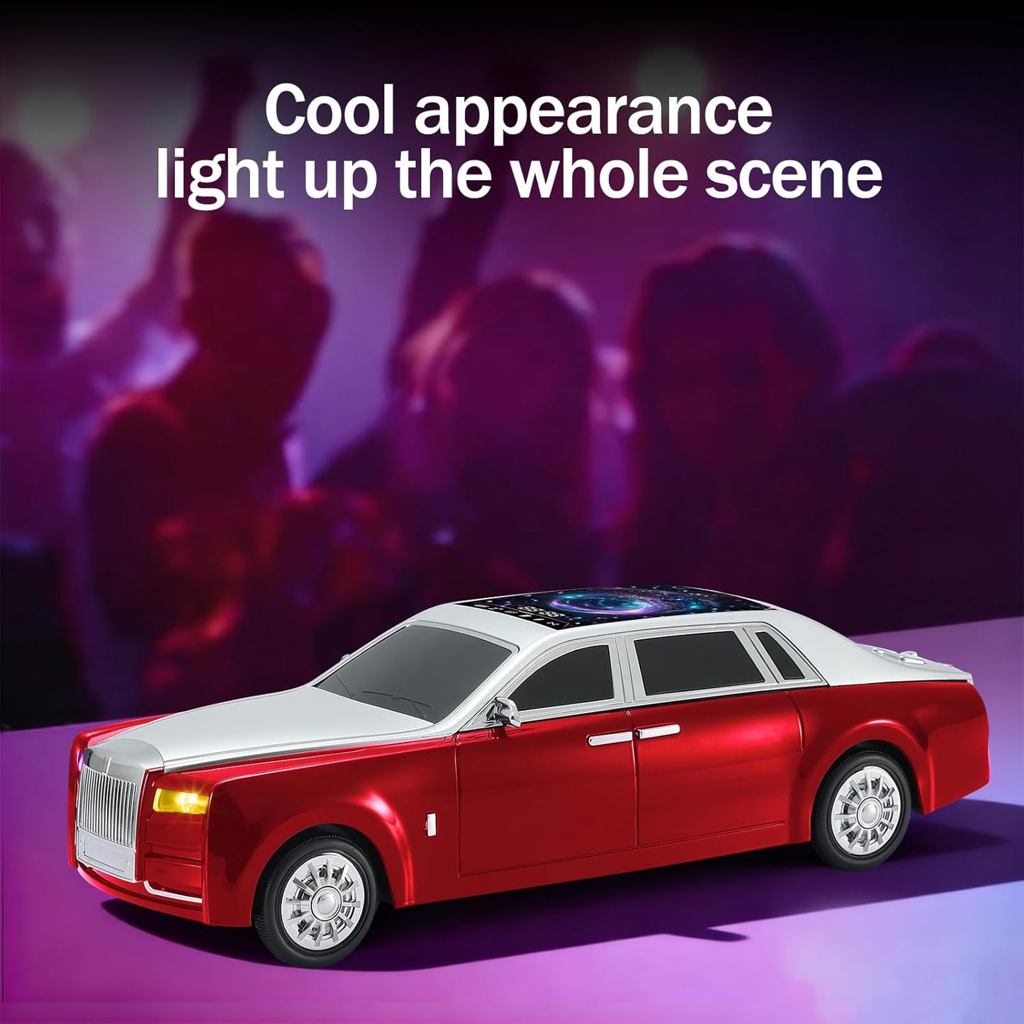 WS-610 Luxury Sedan Replica Bluetooth Speaker – LED Starry Sky Screen Display, HD Sound, TWS Stereo,FM Radio, USB/TF Playback, Built-in Microphone, Portable Wireless Gift for Car Enthusiasts ( 1103716) (MSRP $89.99)