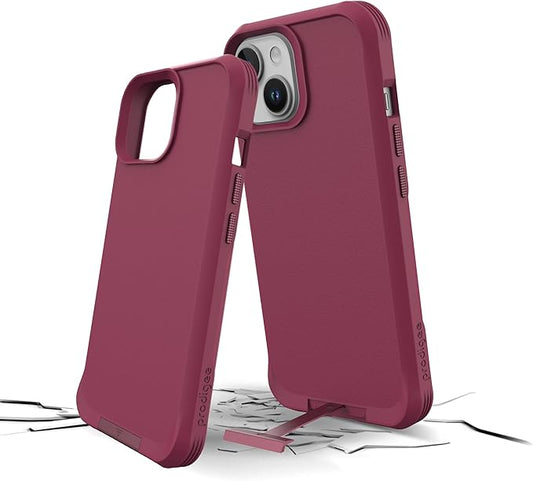 Prodigee iPhone 15/14/13 Balance Burgundy | Smooth Finish + Kickstand | Drop Tested | Dual Layer Cover | Wireless Charging Compatible | Shockproof | Scratch Resistant ( 1107813) (MSRP $69.99)