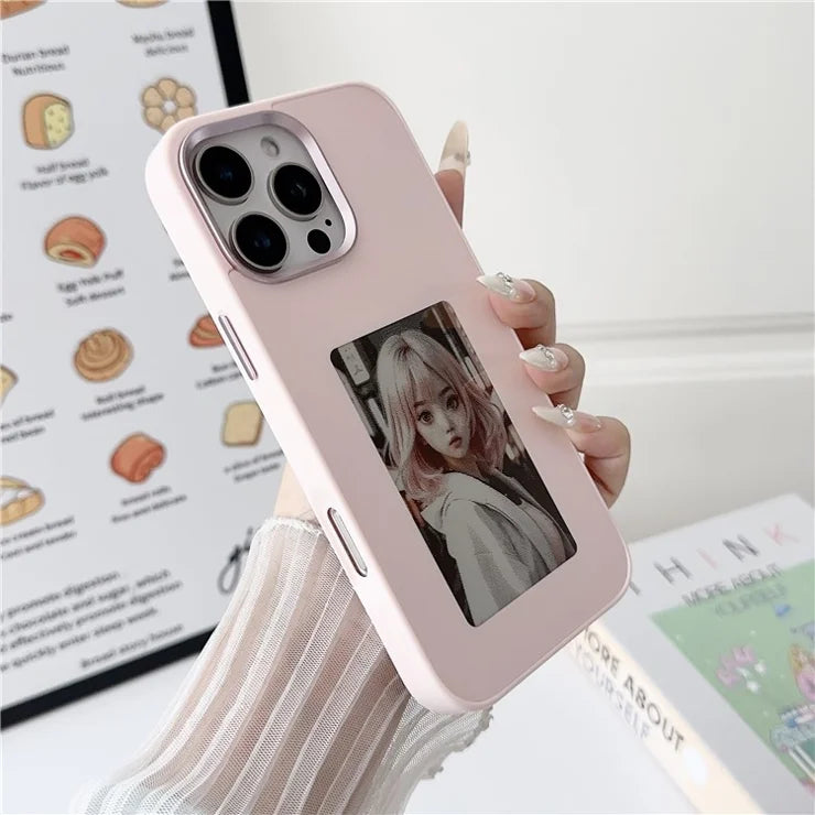 Smart Ink Screen Phone Case with 4 Color E-Ink Display Picture, Easy to APP DIY Your Favorite Photos, No Power Consumption NFC Phone Case for 16 - Desert Gold (1102593)