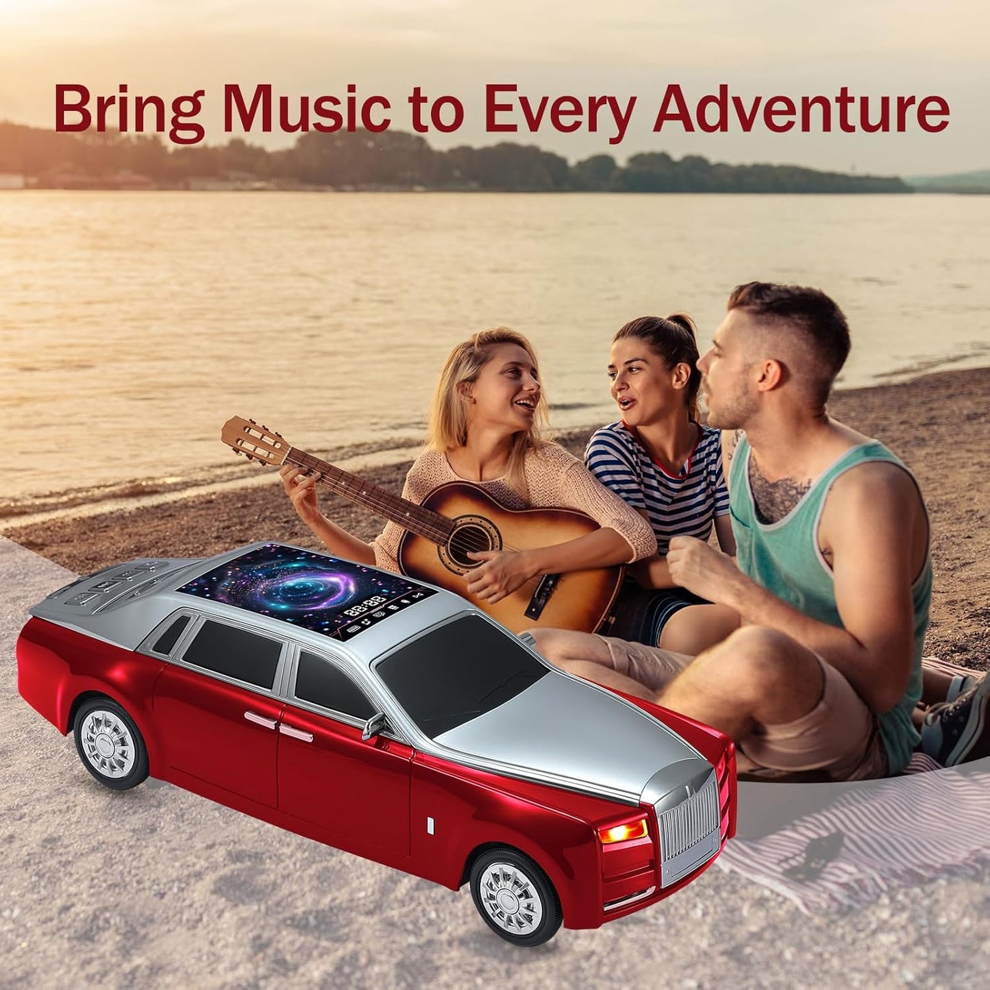 WS-610 Luxury Sedan Replica Bluetooth Speaker – LED Starry Sky Screen Display, HD Sound, TWS Stereo,FM Radio, USB/TF Playback, Built-in Microphone, Portable Wireless Gift for Car Enthusiasts ( 1103716) (MSRP $89.99)