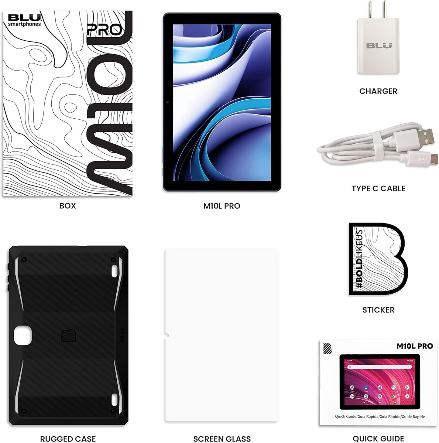BLU M10L PRO 3-Day Battery | 4G LTE| 10.1” Display | 32/3GB | US Version | US Warranty | Blue  (1103091) (MSRP 99.99)