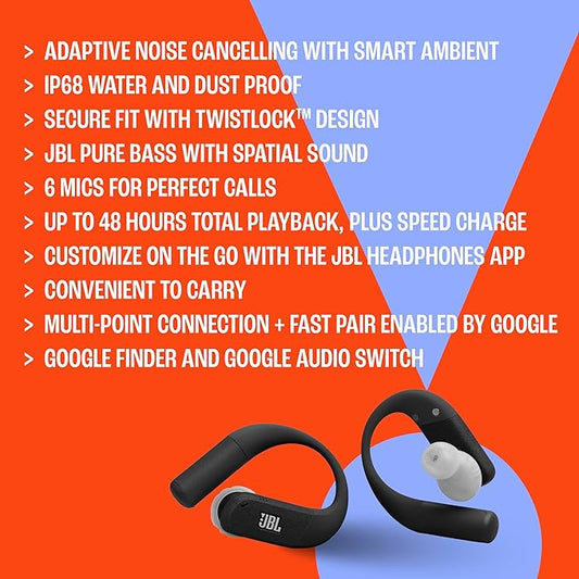 JBL ENDURANCE PEAK 4 TRUE WIRELESS IN-EAR SPORT HEADPHONES - BLACK( 1107688) (MSRP $149.99)