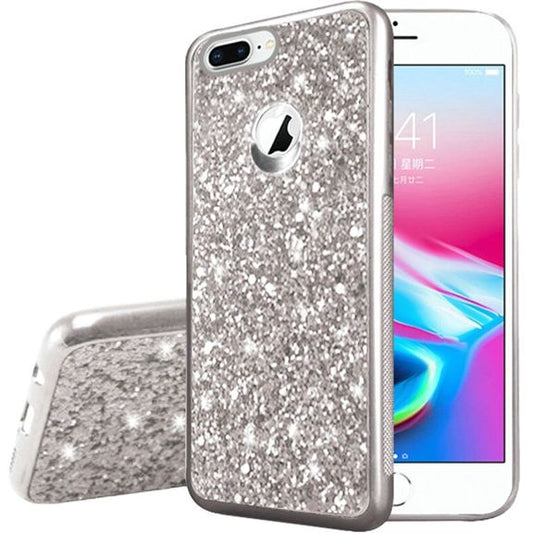 Apple iPhone 7 Plus/8 Plus Sparkle Glitter Hybrid Case: Silver (9639)