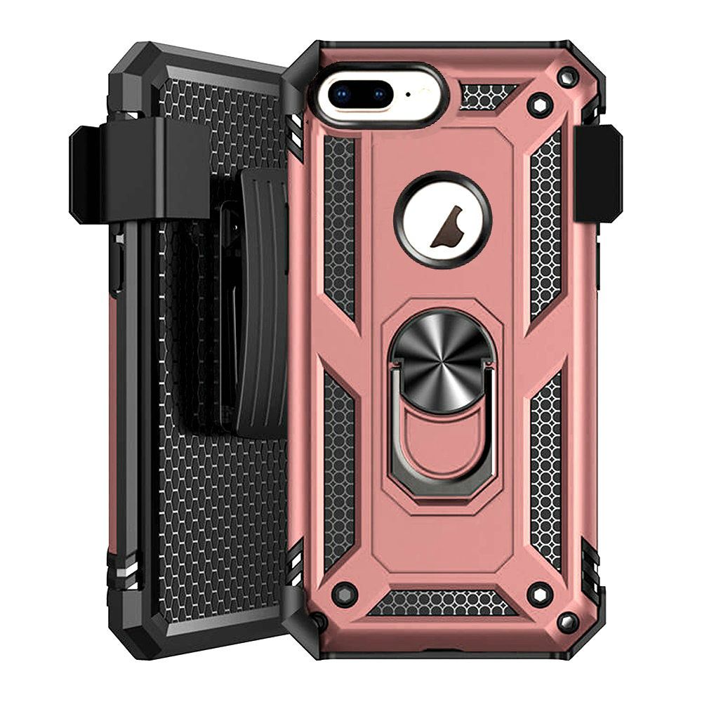 Apple iPhone 8 Plus/7 Plus Magnetic 360 degree Ring Stand Combo Clip Holster - Rose Gold (9634)
