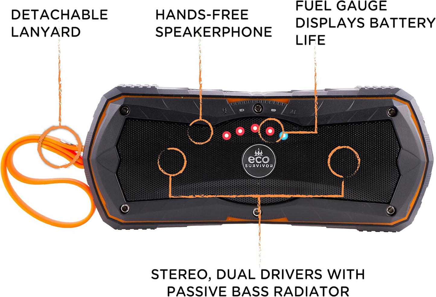 EcoSurvivor Portable USB Charging Bluetooth Speaker, Built in Battery Backup - Black  (1107711)