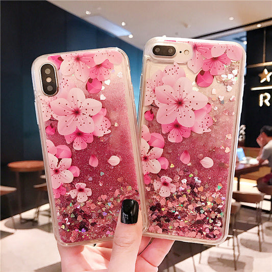 iphone 7/8 Plus Quicksand Case Luxury Liquid Shiny Bling Flower Case (577)