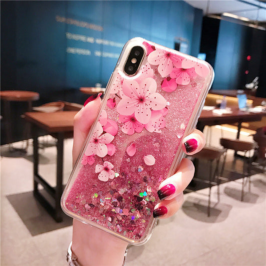 iphone XR Quicksand Case Luxury Liquid Shiny Bling Flower Case (573)