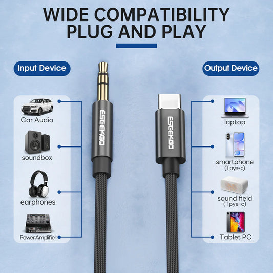 ESEEKGO AX-01 4FT Nylon Braided Type-C To 3.5mm Audio Cable ( 1107690) (MSRP $29.99)