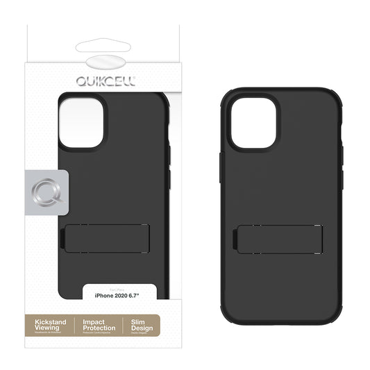 Apple iPhone 12 Pro Max Quikcell ADVOCATE Dual-Layer Kickstand Case - Ebony Black (1102574)