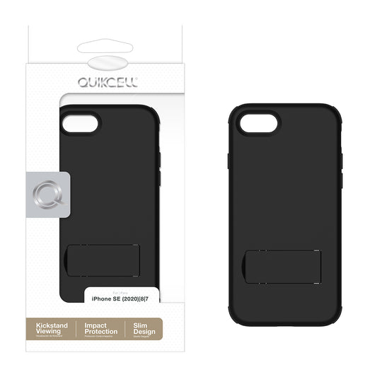 Apple iPhone SE 2020-22 QUICKCELL ADVOCATE Dual-layer Kickstand Case - MATTE BLACK (1105243)