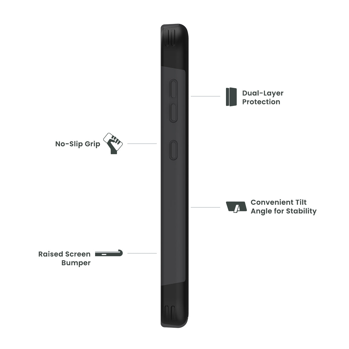 Cricket Debut Quikcell ADVOCATE Dual-Layer Kickstand Case - STEEL BLACK (1103099)