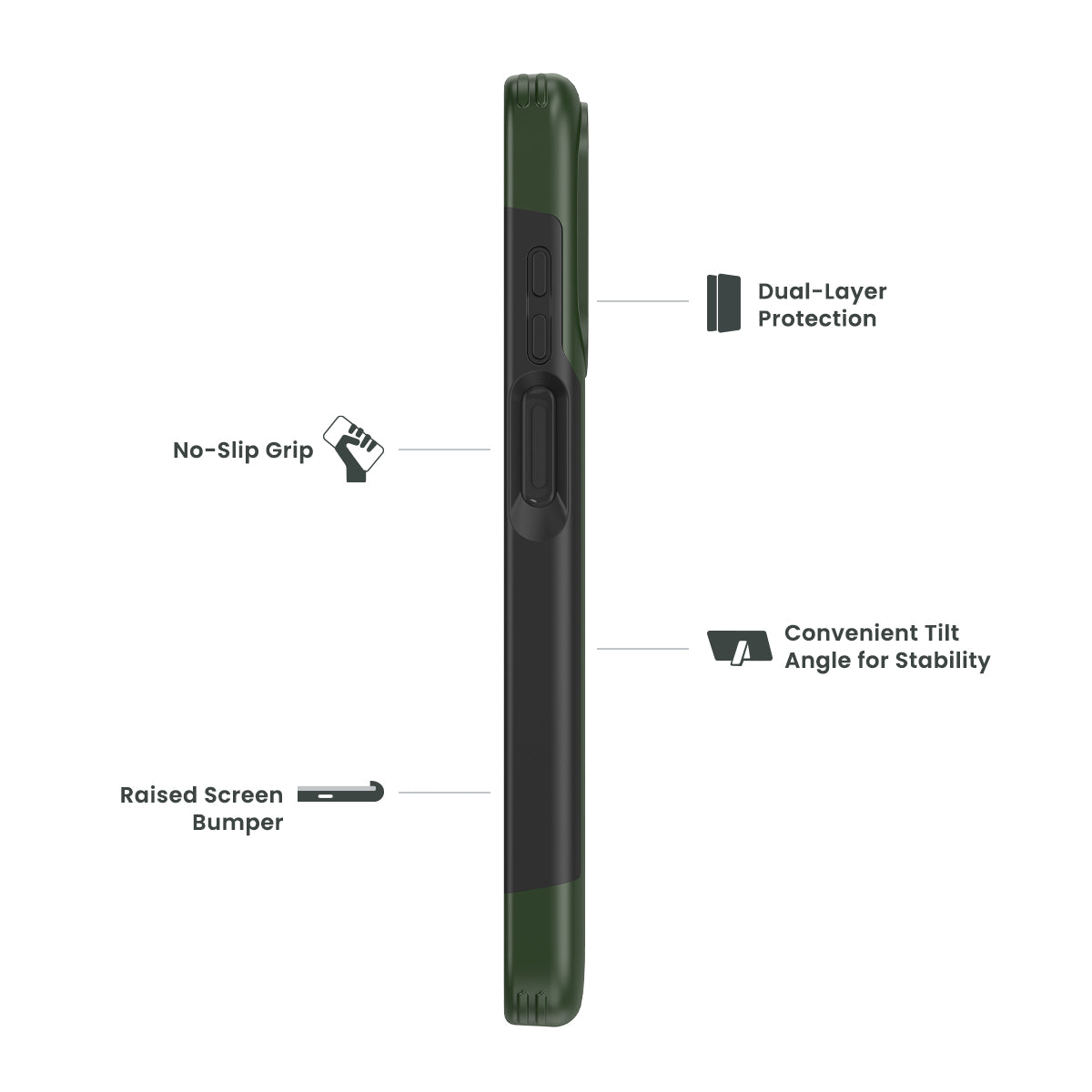 Moto g 5G ADVOCATE Dual-Layer Kickstand Case - OLIVE GREEN (1104002)