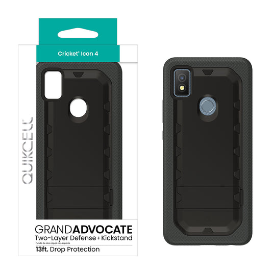 Cricket Icon 4 ICON QUIKCELL GRAND ADVOCATE Dual-Layer Kickstand Case - ARMOR BLACK (1105061)