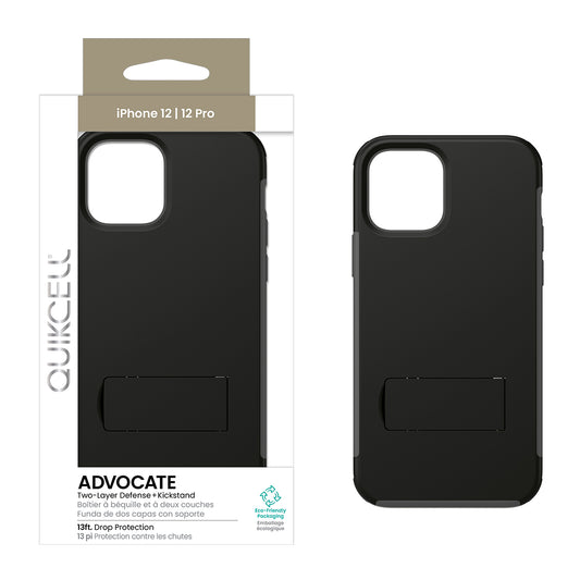 Quikcell Apple iPhone 12 & 12 PRO ADVOCATE Dual-Layer Kickstand Case Armor Black  (1107720)