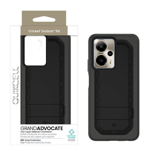 Quikcell Cricket Outlast 5G GRAND ADVOCATE Dual-layer Kickstand Case Armor Black (1107611)
