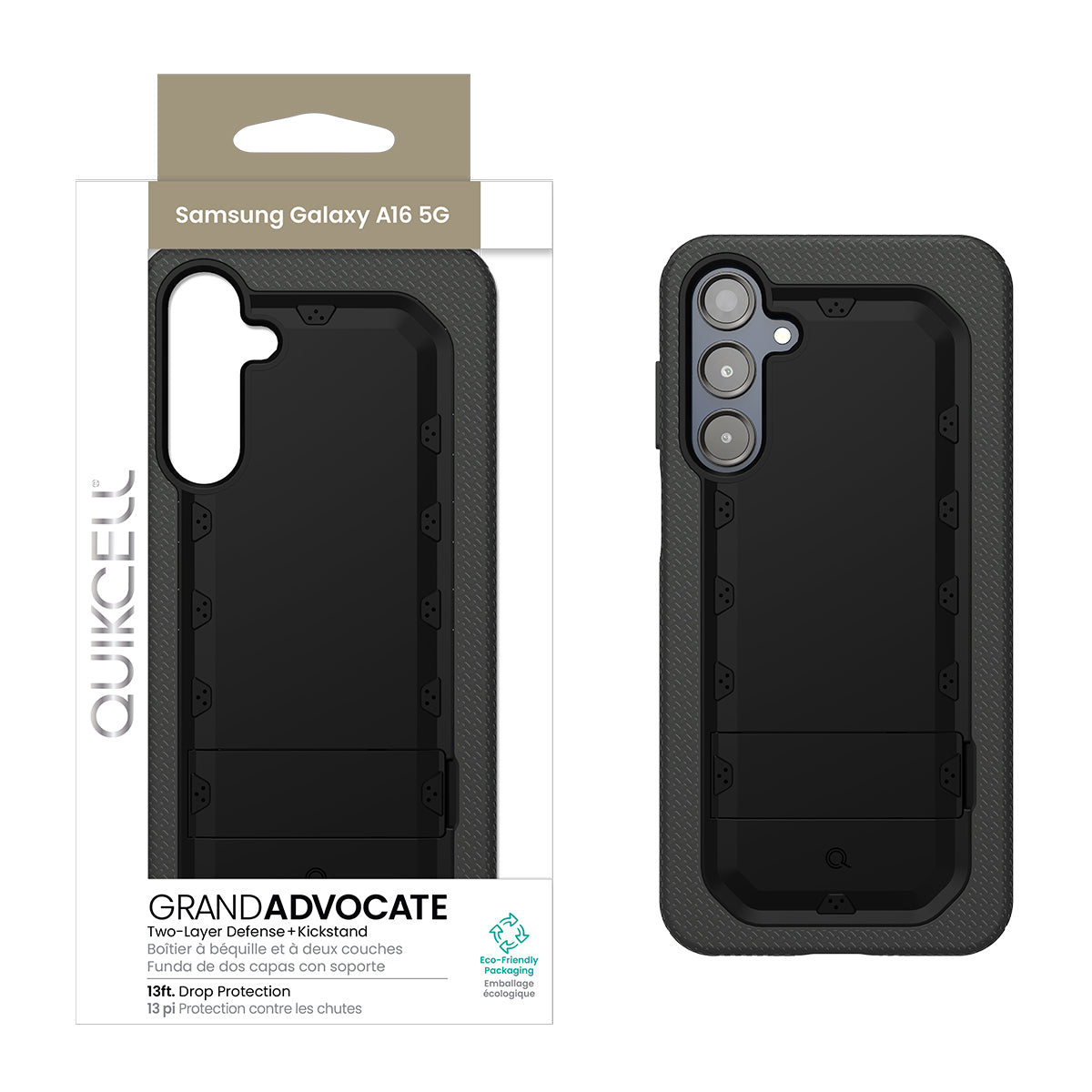 Quikcell Samsung Galaxy A16 5G GRAND ADVOCATE Dual-layer Kickstand Case Armor Black (1102585)