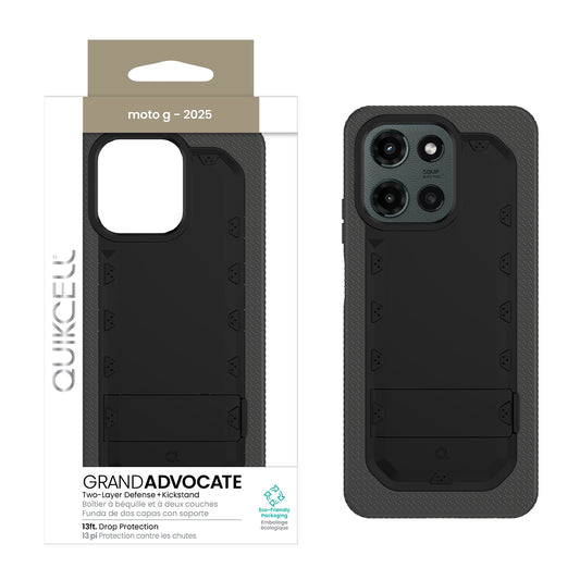 Quikcell moto g – 2025 GRAND ADVOCATE Dual-layer Kickstand Case Armor Black (1107818)