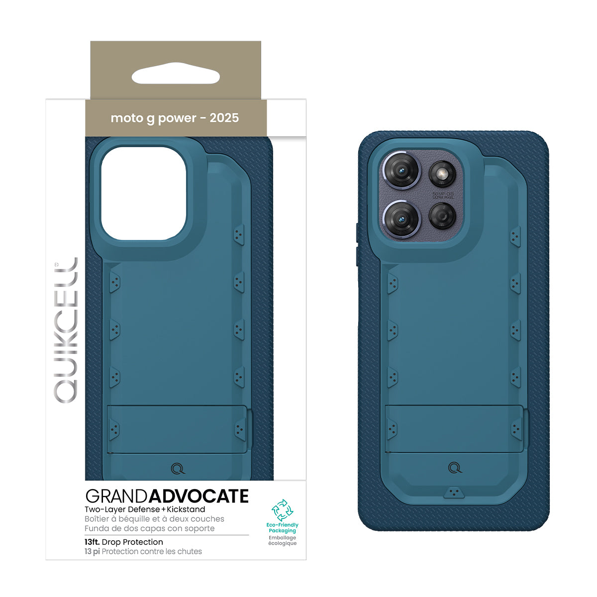 Moto G Power 2025 Quikcell GRAND ADVOCATE Dual-layer Kickstand Case - Caspian Blue (1102686)