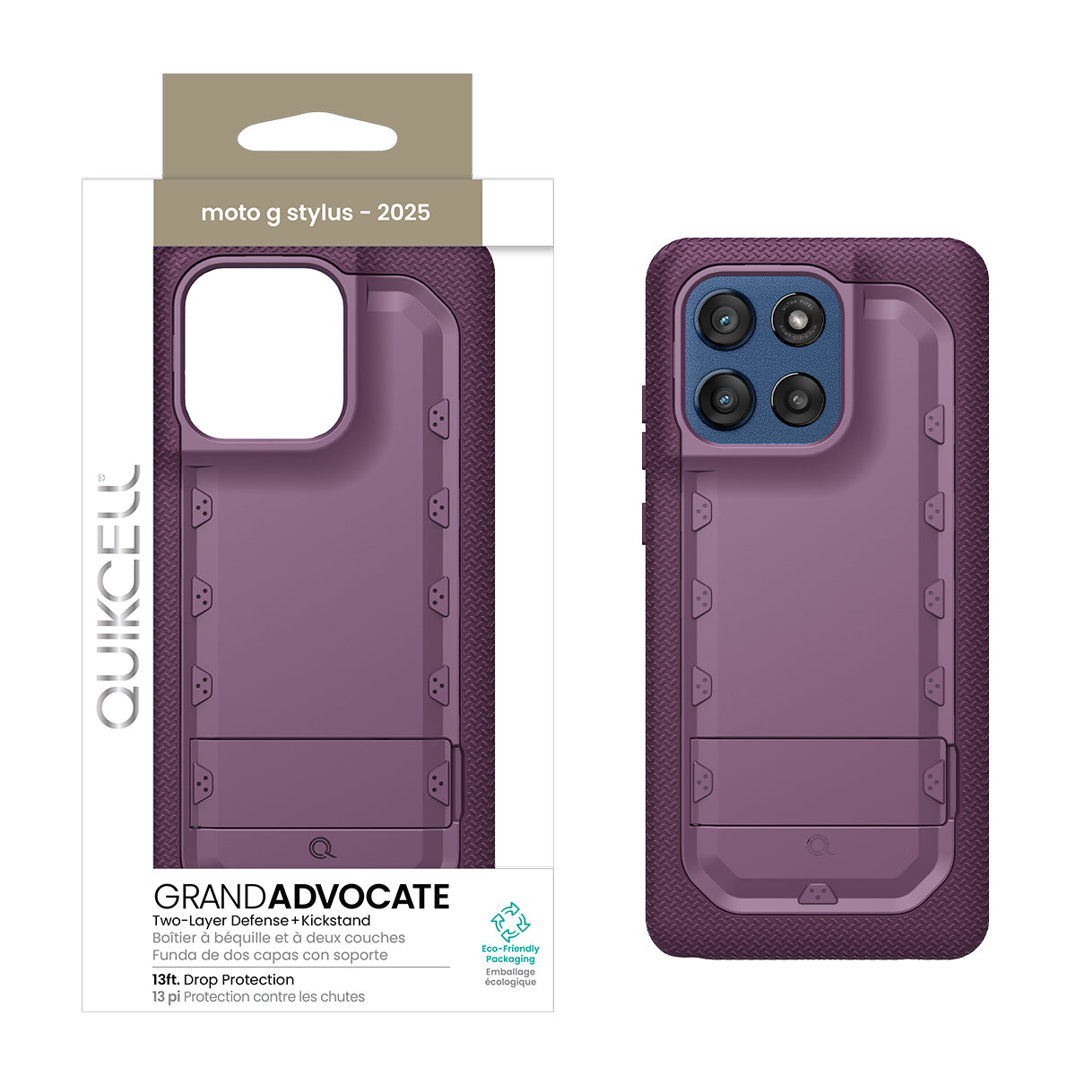 Quikcell Moto G Stylus 2025 GRAND ADVOCATE Dual-layer Kickstand Case Royal Purple (1102915)