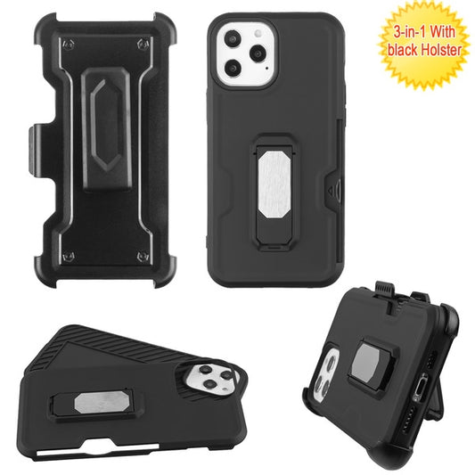 MyBat Grip Stand Protector Case Combo (with Black Holster)(with Card Wallet) for Apple iPhone 12 (6.1) / 12 Pro (6.1) - Black / Black (1106463)