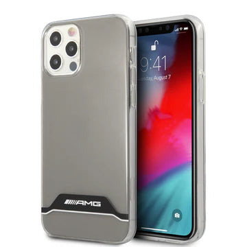 iPhone 12 / iPhone 12 Pro - Hard Case Black Electroplate Horzontal Stripes - AMG (1102504)