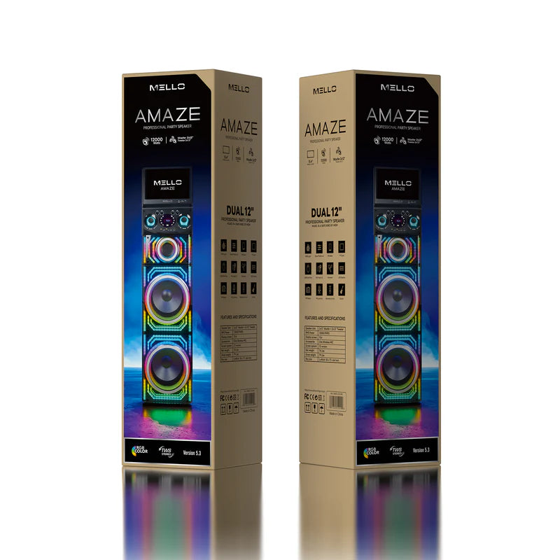 (ONLY FOR PICK UP FROM FRESNO WAREHOUSE ) MELLO AMAZE 2 X 12" INCH 12000 WATTS WITH 15.6" WIFI TOUCH SCREEN SPEAKER (1107580)(MSRP $799.99)