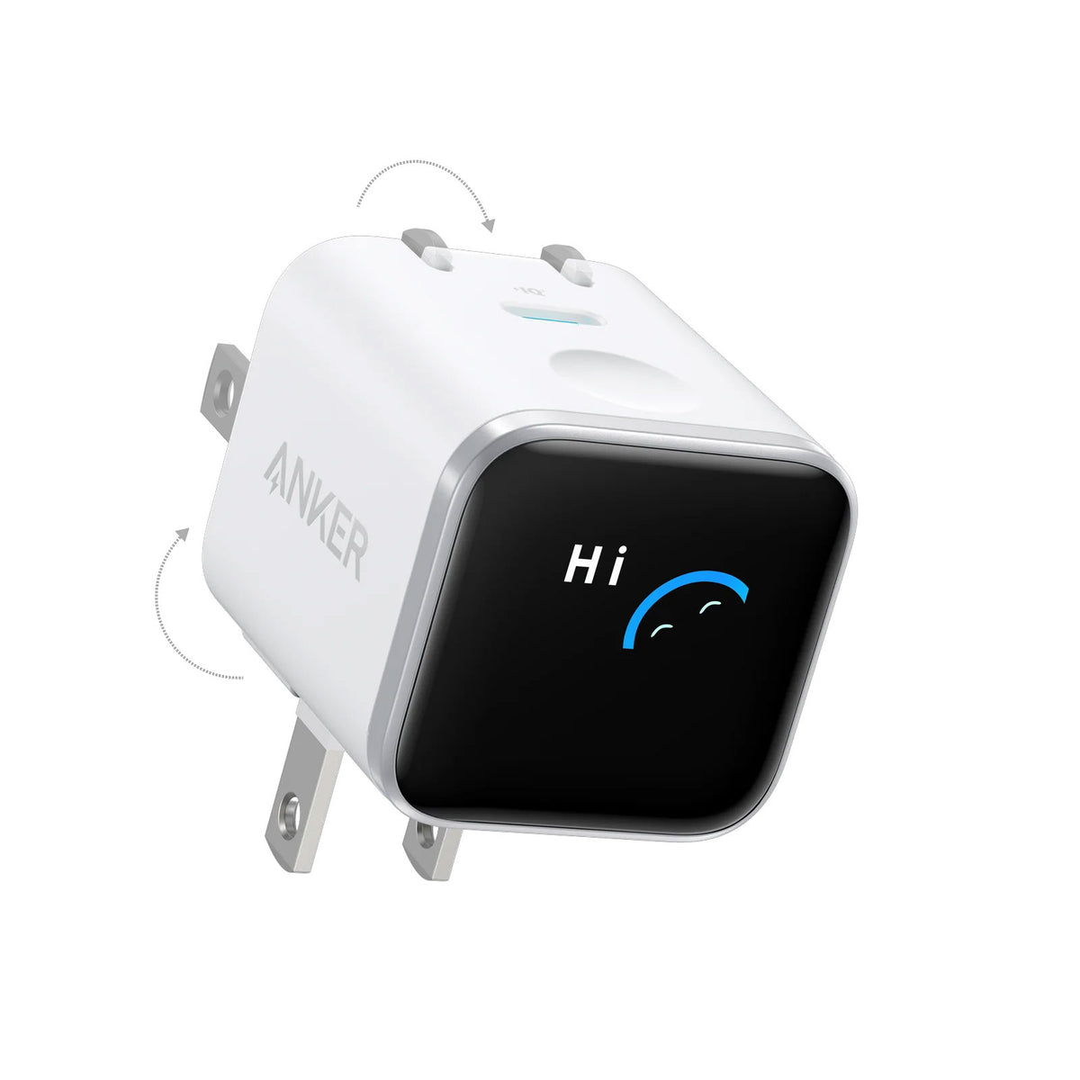 Anker Nano Charger 45W Smart Display 180° Foldable - White (1108246) (MSRP $59.99)