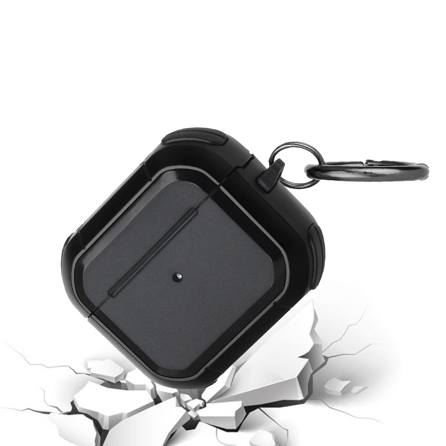 AirPods Pro Premium Rugged ShockProof Hybrid With Metal Hook Case Cover- Black+Black (1102813)