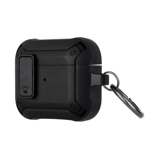 Airpods Pro Switch Closure Premium Ultra ShockProof Hybrid With Metal Hook Case Cover - Black+Black (1102816)