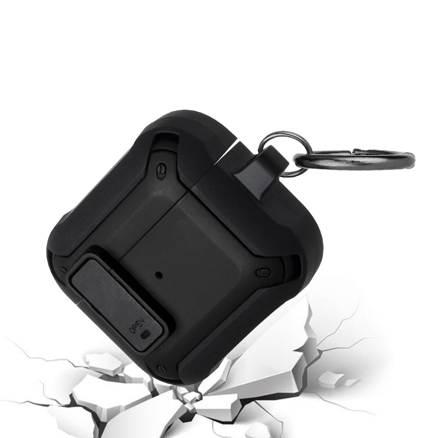 Airpods Pro Switch Closure Premium Ultra ShockProof Hybrid With Metal Hook Case Cover - Black+Black (1102816)