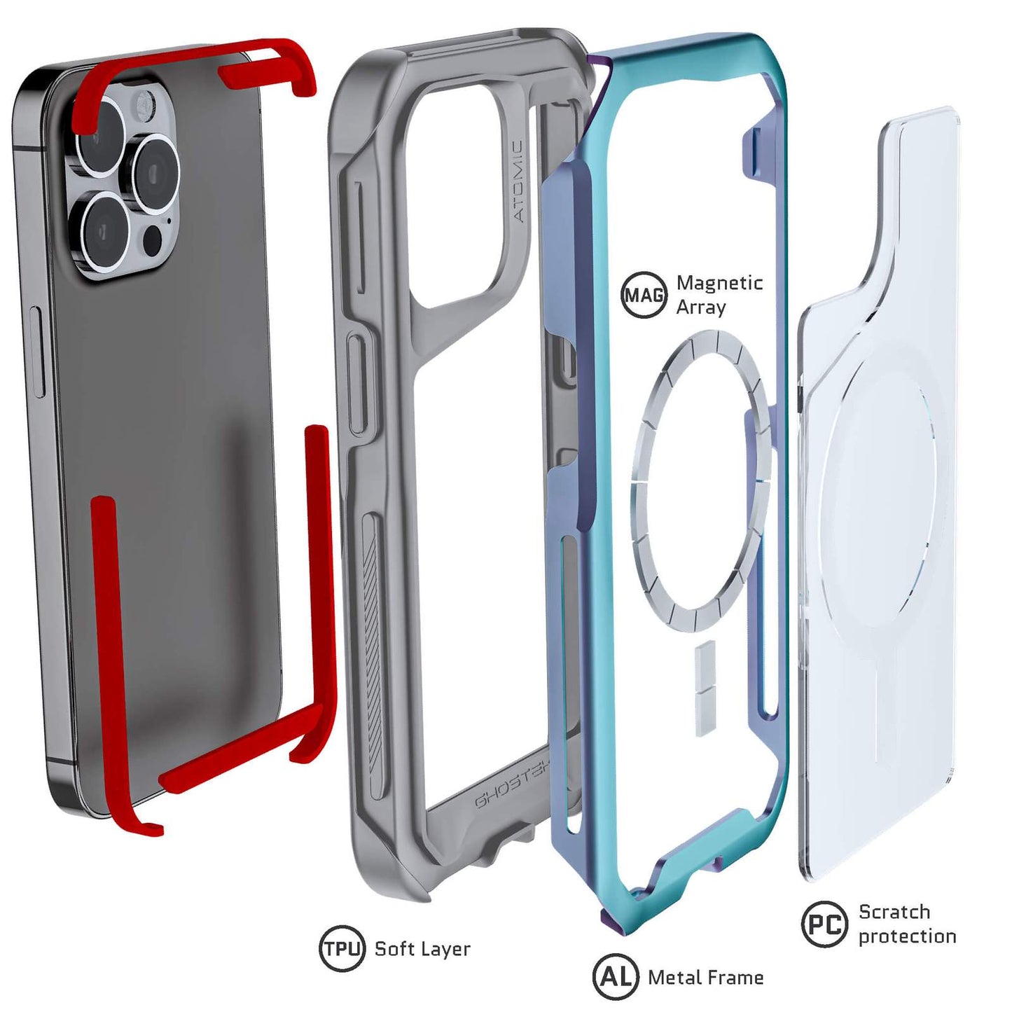 iPhone 13 Pro - ATOMIC Slim Metal Case with MagSafe - Black/Blue (1102209)