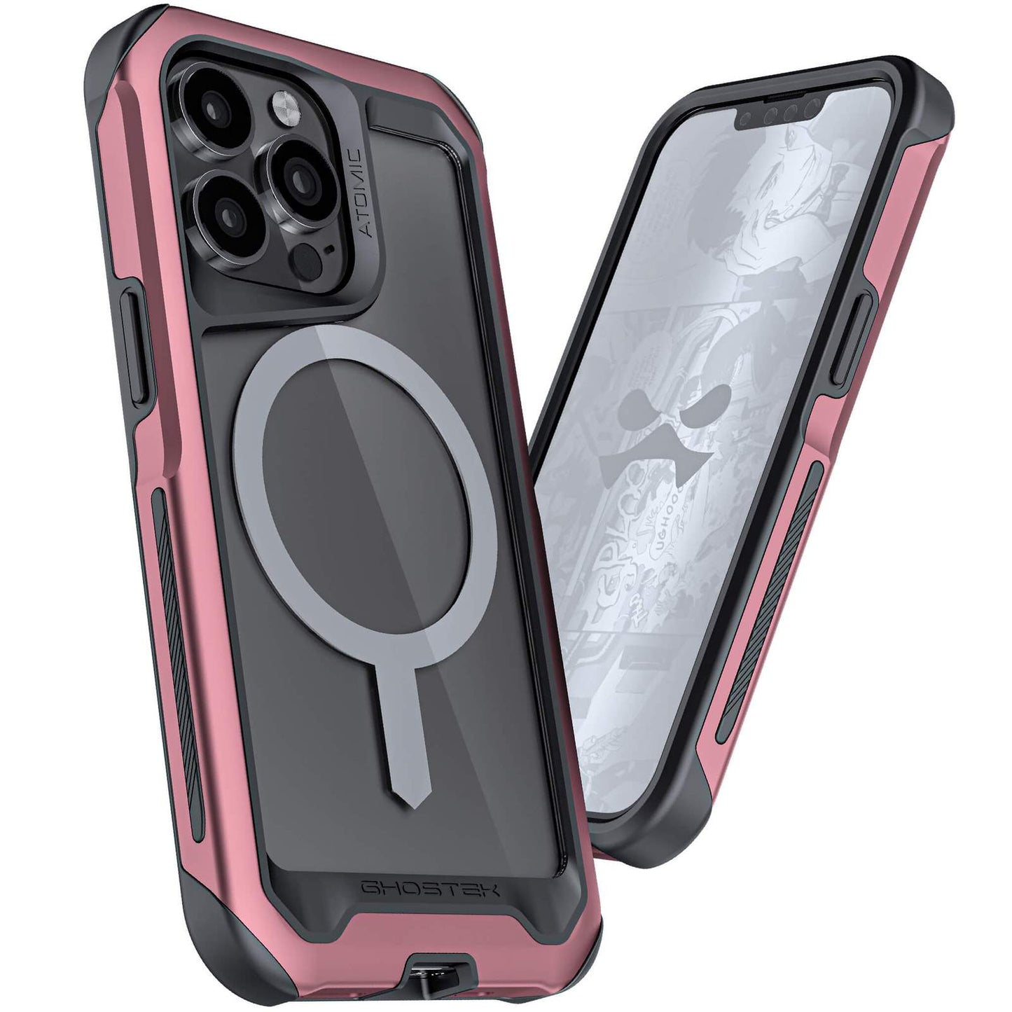iPhone 13 Pro Max - ATOMIC Slim Metal Case with MagSafe - Black/Pink  (1102210)