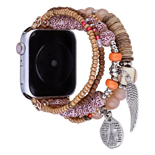 Apple Watch Size 38/40/41mm Beads Ornaments Watchband - Coffee (1107570)