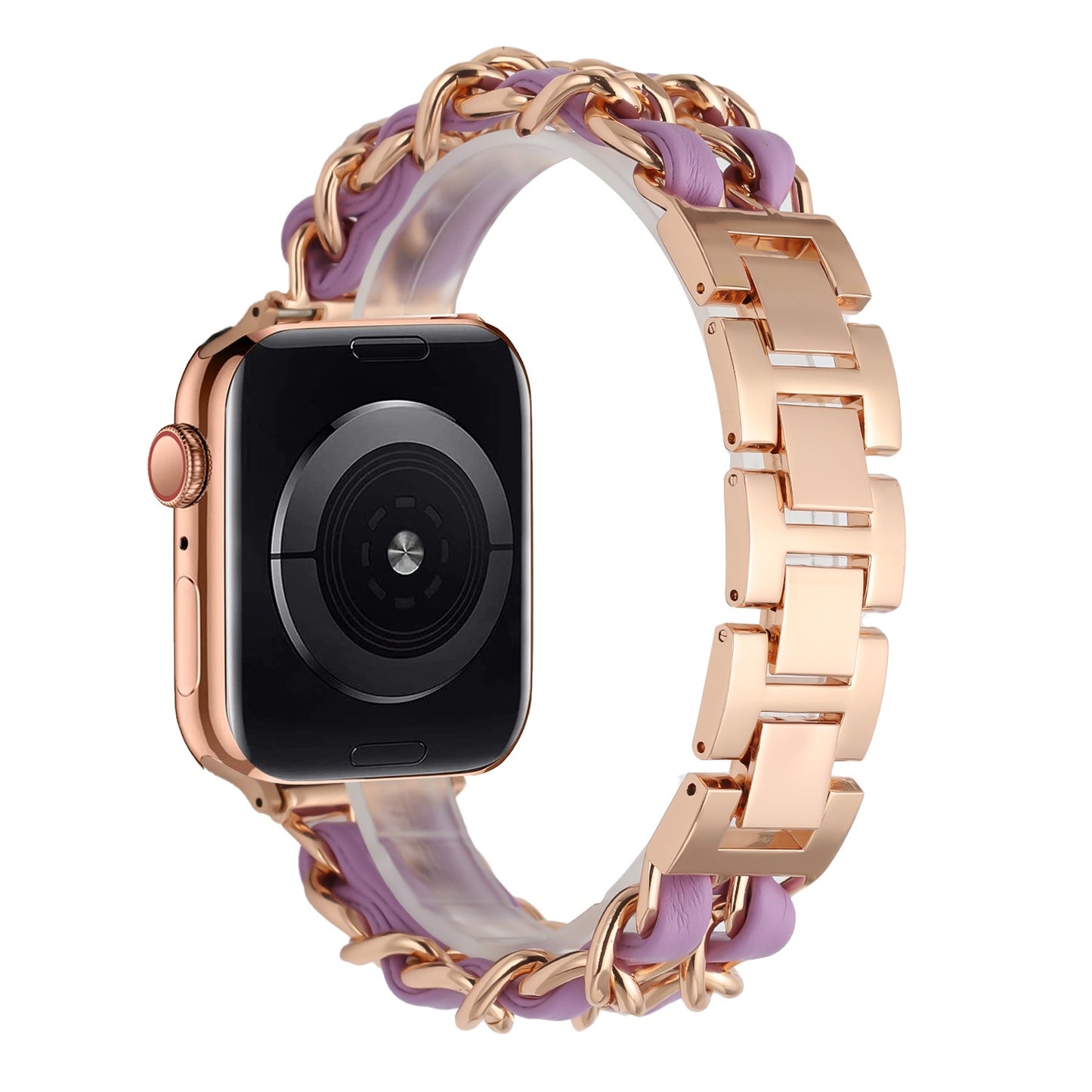 Apple Watch Size 38/40/41mm Beautiful Zinc Alloy Leather Watch Band - Rose Gold+Purple (1107576)