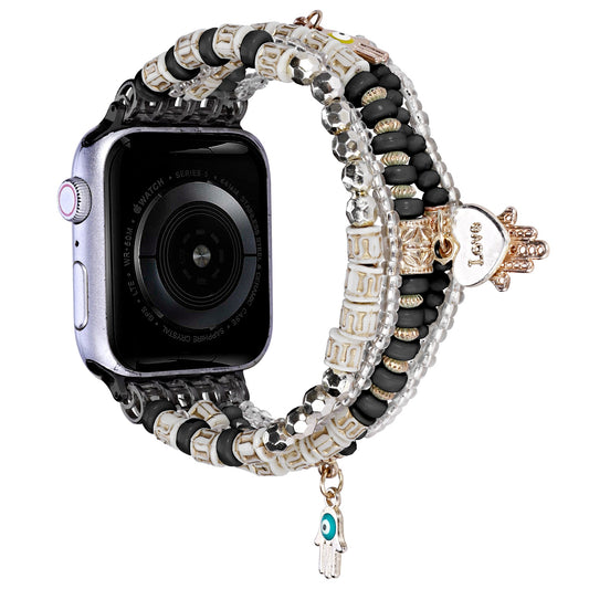 Apple Watch Size 38/40/41mm Love Pendant Ornaments Beads Watchband - Black (1107571)