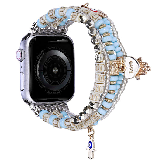 Apple Watch Size 38/40/41mm Love Pendant Ornaments Beads Watchband - Light Blue (1107573)