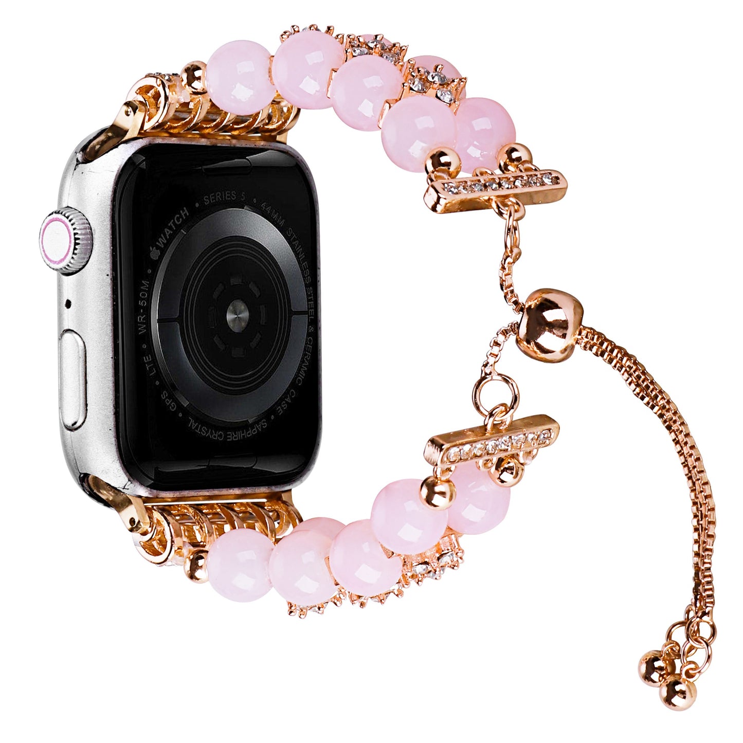 Apple Watch Size 38/40/41mm Pearls Strand Beautiful Metal Watchband - Agate Pink (1107577)