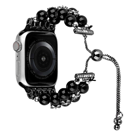 Apple Watch Size 38/40/41mm Pearls Strand Beautiful Metal Watchband - Black (1107578)