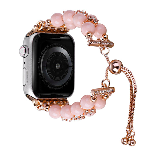 Apple Watch Size 38/40/41mm Pearls Strand Beautiful Metal Watchband - Candy Pink (1107579)